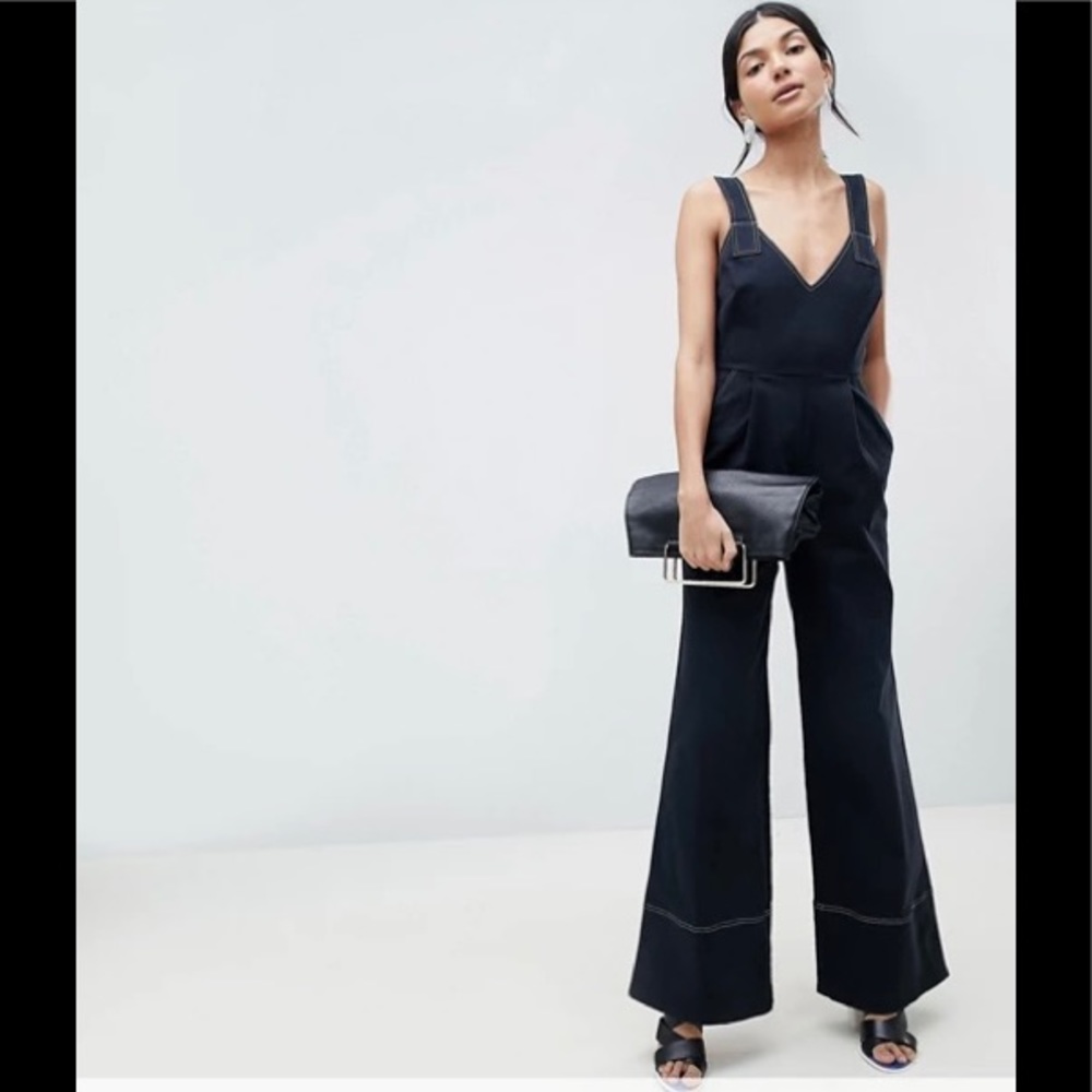 ASOS Wide Leg Twill Jumpsuit Size 8